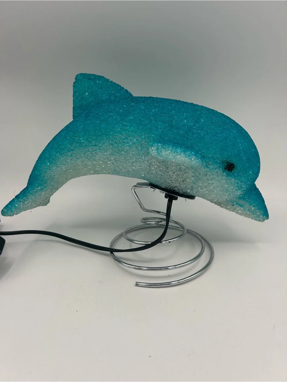 VTG 90s Melted Popcorn Blue Dolphin Night Light Or Table Lamp 11